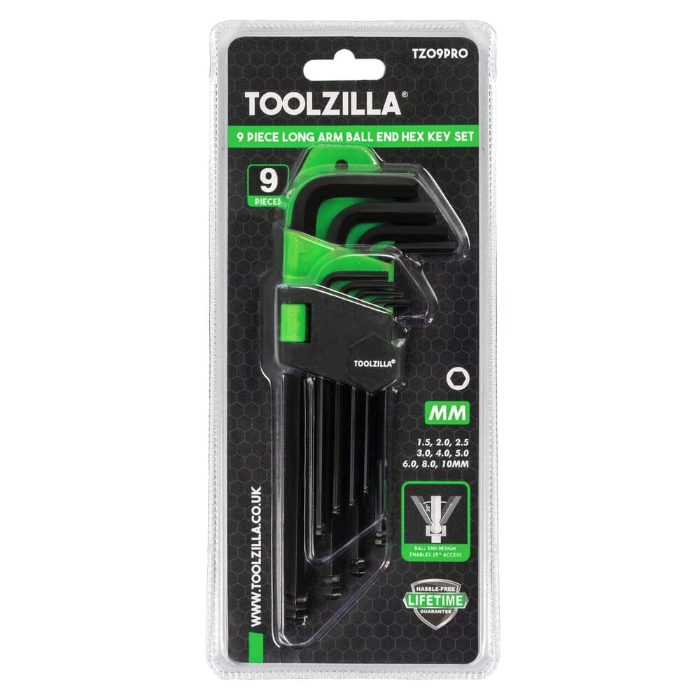 TOOLZILLA 9 Piece Long Arm Hex Allen Key Set