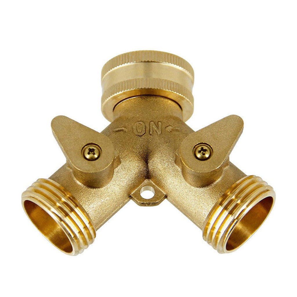 Heavy-Duty Brass Garden Hose Connector Faucet Splitter