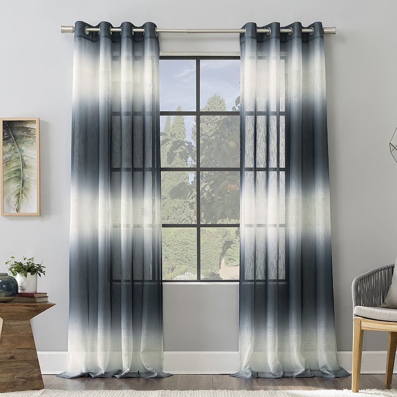 Scott Living Atlantic Ombre Open Weave Sheer Grommet 1-panel Window Curtain