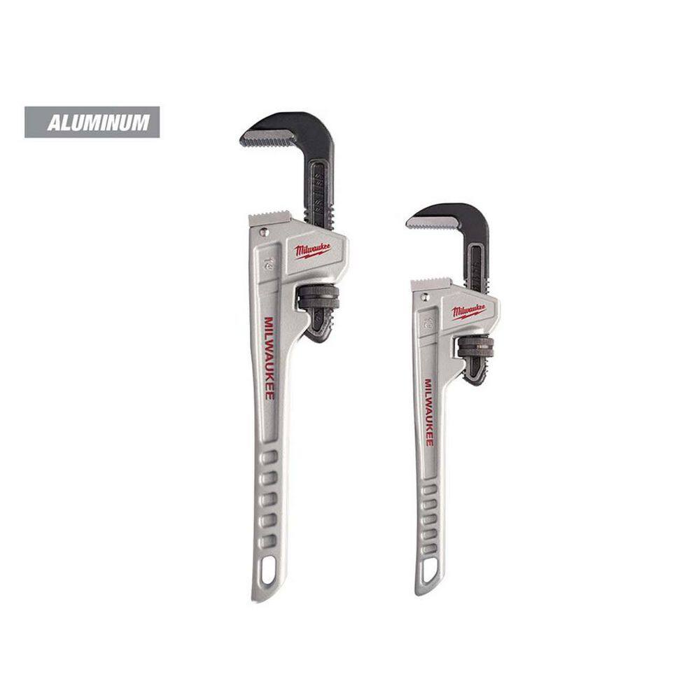 MW 14 in. and 12 in. Aluminum Pipe Wrench Set (2-Piece) 48-22-7214-48-22-7212