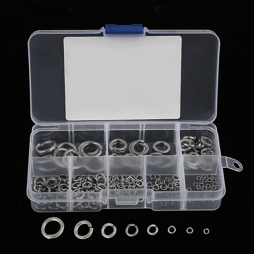 180pcs M2-m10 Stainless Steel Ss304 Spring Washer Assortment Kit With Box