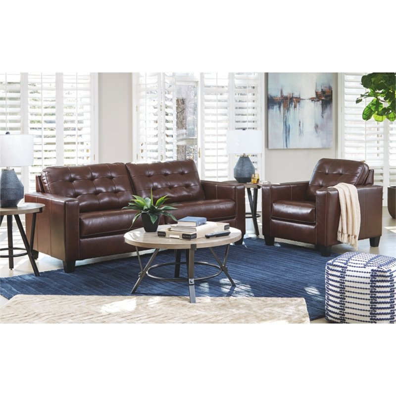 Signature Design by Ashley Altonbury Leather Sofa in Walnut   Transitional   Sofas   by Homesquare  Houzz