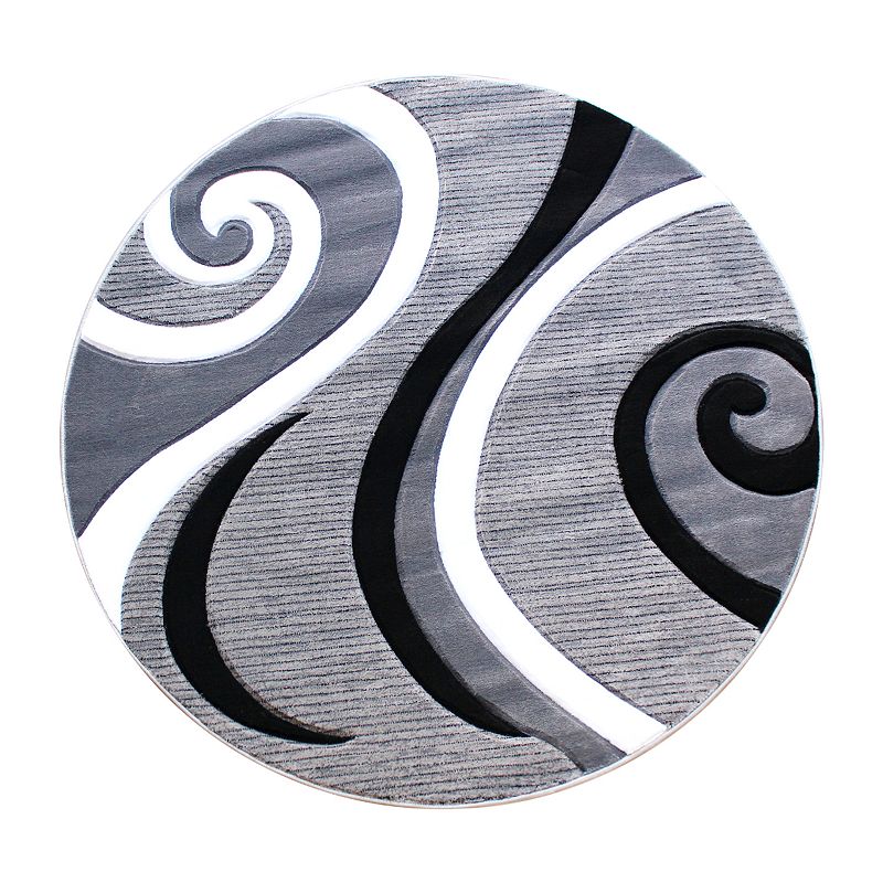 Masada Rugs Masada Rugs Sophia Collection 8'x8' Round Modern Contemporary Hand Sculpted Area Rug in Gray