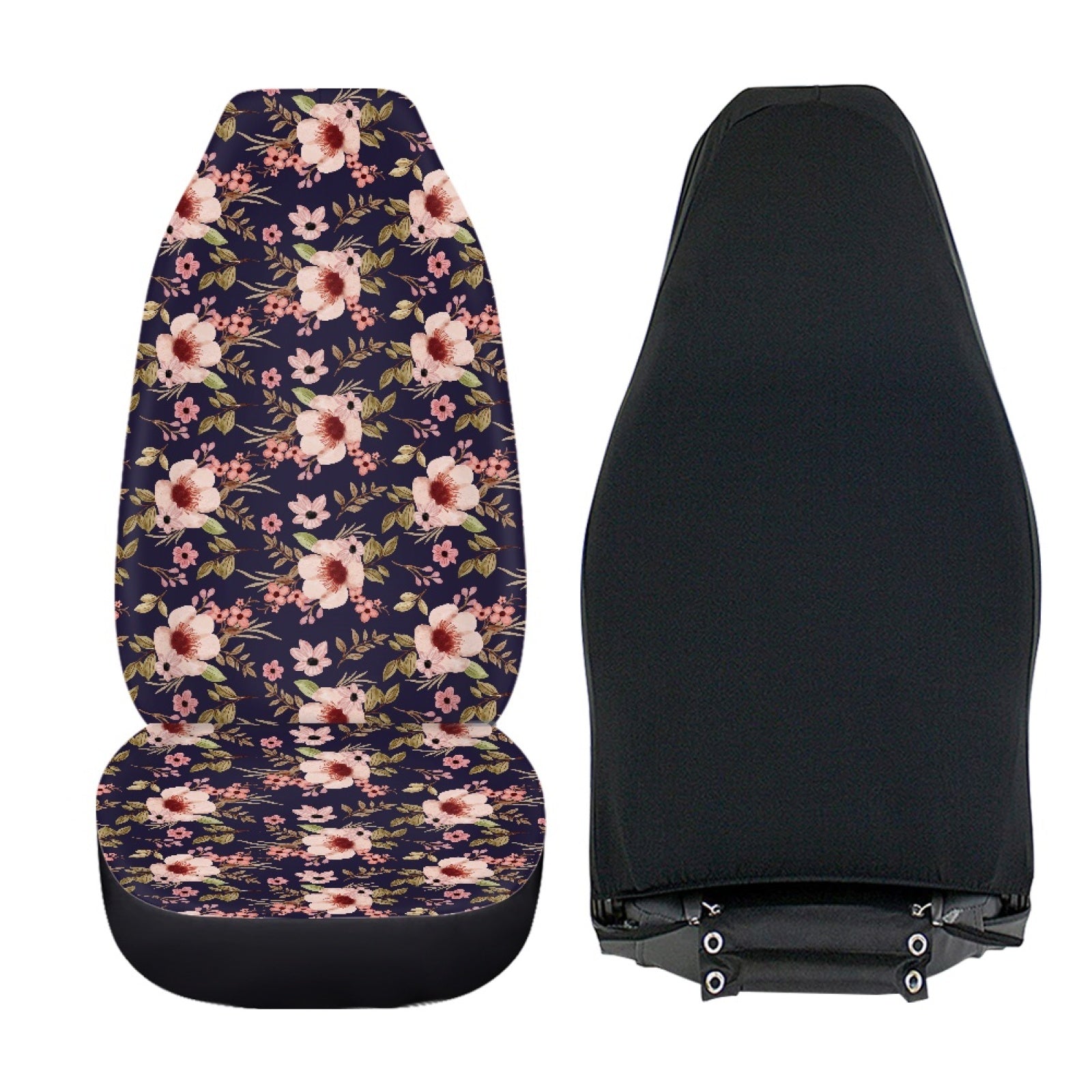 Xoenoiee Front Seat Covers for Car， Peach Blossom Flower Print Saddle Blanket Universal Bucket Seats Cover Protector， Decorative Auto Interior Accessories for Women， 2 Pack