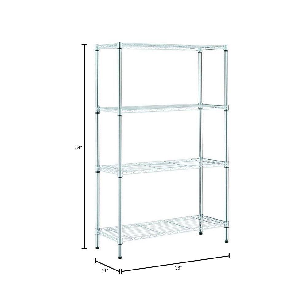 HDX 4-Tier Steel Wire Shelving Unit in Chrome (36 in. W x 54 in. H x 14 in. D) 31436PS-1