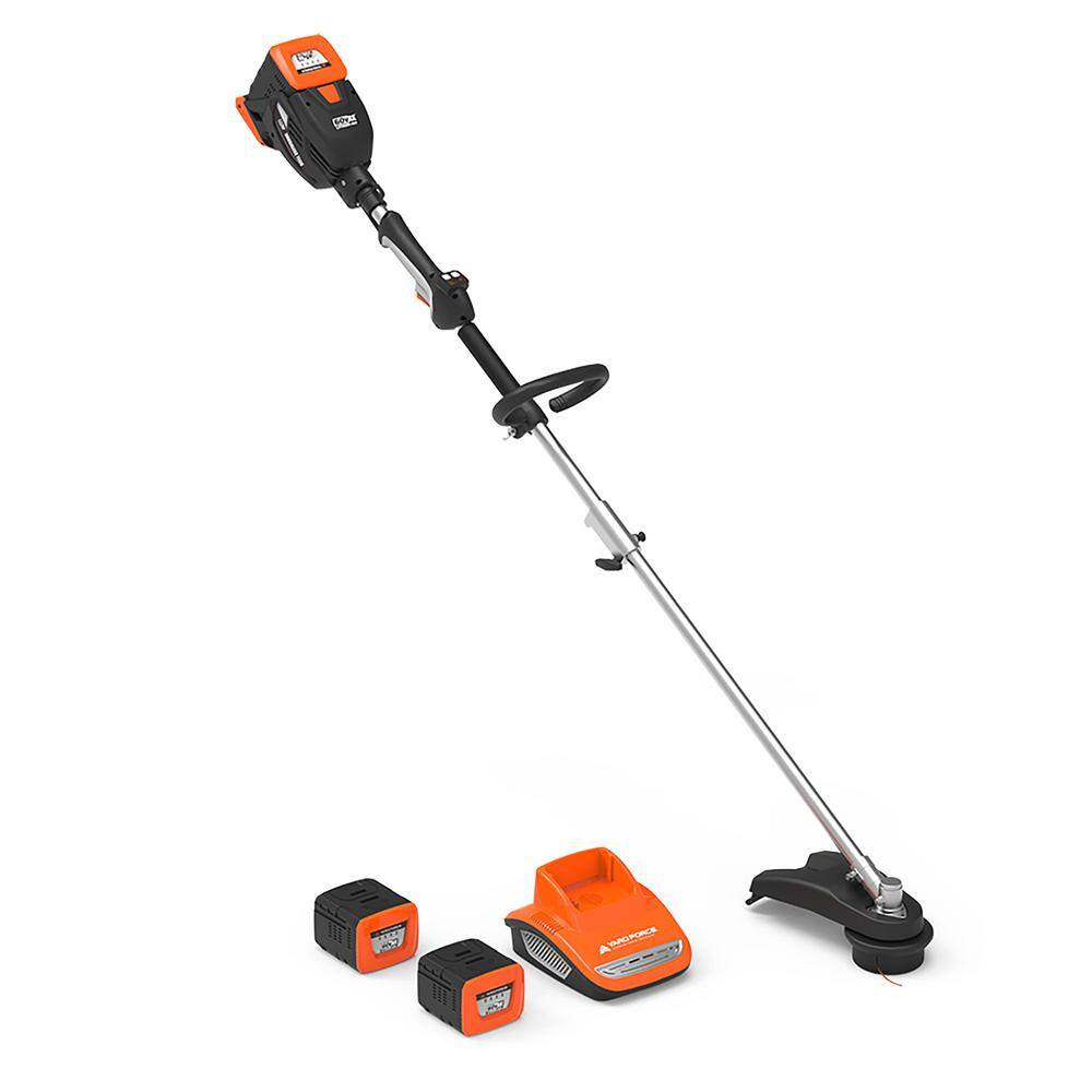 YARD FORCE 60-Volt Cordless 2.5 Ah Lithium-ion Line Trimmer 2 Batteries and Charger Combo Kit (4-Tool) YF60vRX-HHC9