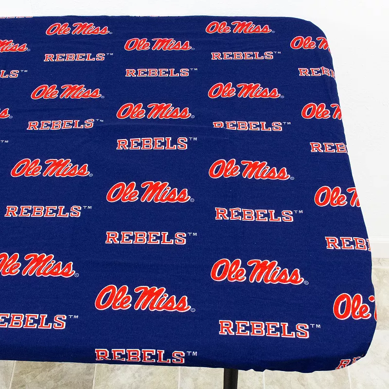 NCAA Ole Miss Rebels Tailgate Fitted Tablecloth， 72 x 30