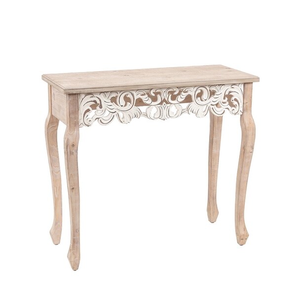 Distressed Natural Wood and White Entry and Console Table