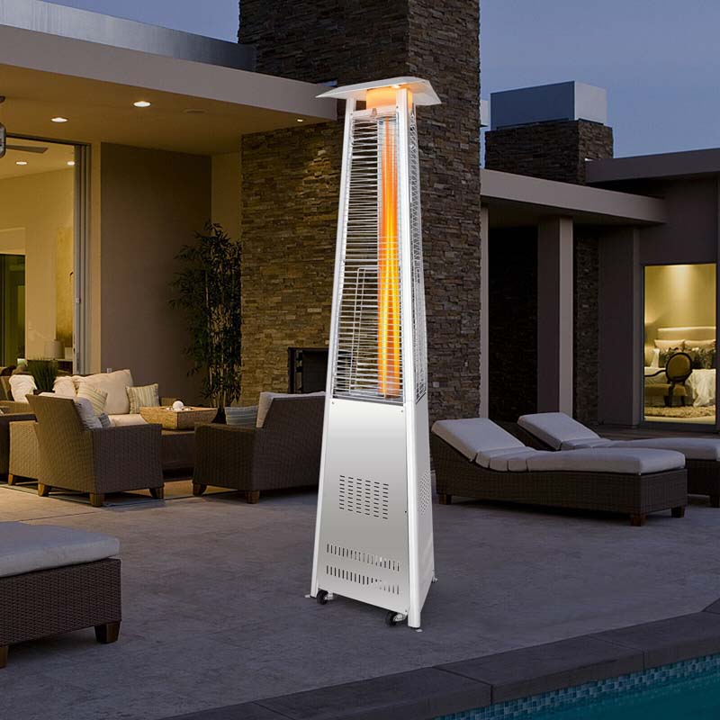 42000 BTU Pyramid Patio Heater Stainless Steel Portable Propane Heater with Wheels