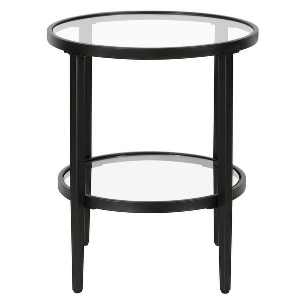 Hera 19.63'' Wide Round Side Table with Clear Glass Shelf