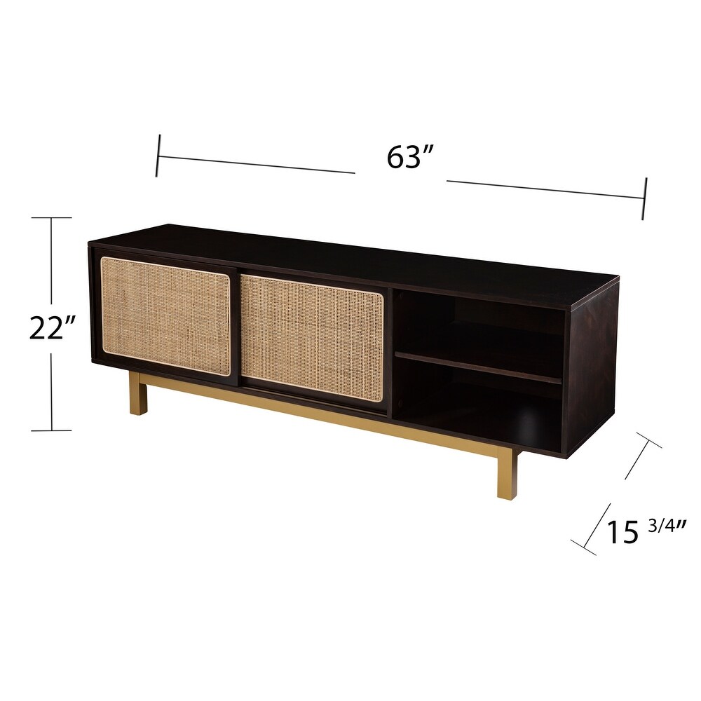 SEI Furniture Transitional Brown Wood Rattan Media TV Stand for TV's up to 62\