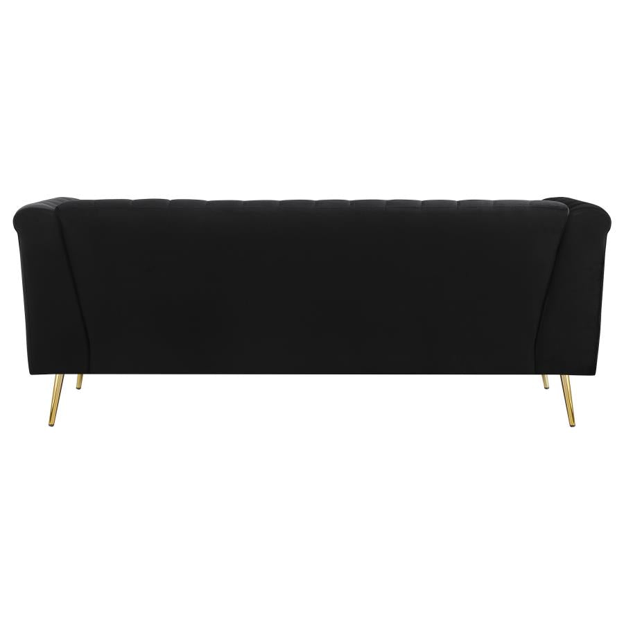 Holly Tuxedo Arm Tufted Back Sofa Black-508441