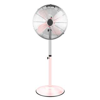 Aoibox 16 in. High Velocity Stand Fan Adjustable Heights 75Oscillating Low Noise 3 Settings Speeds Pink SNMX5265