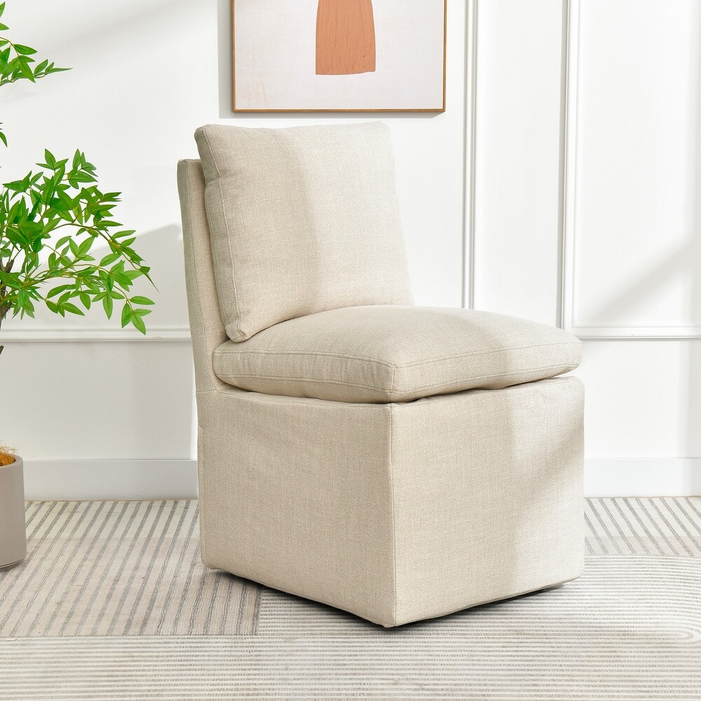 Upholstered Swiveling Linen Accent Sofa Chair