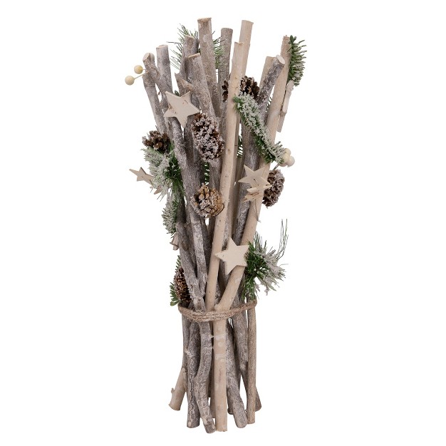 Natural Branch Bundle With Stars And Berries Christmas Decor