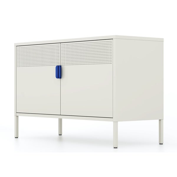 Metal Storage Locker Cabinet， Adjustable Shelves Free Standing Ventilated Sideboard Steel Cabinets