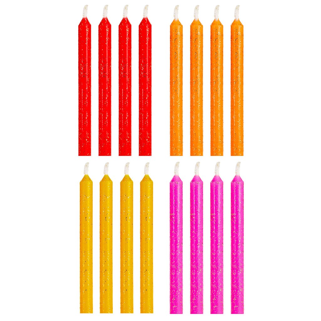 Hallmark  Warm Hues With Glitter Birthday Candles, Set of 16