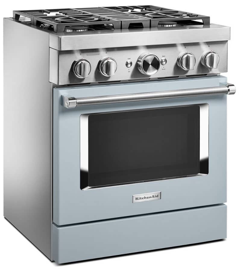 KitchenAid 30 Misty Blue Smart Commercial-Style Dual Fuel Range With 4 Burners