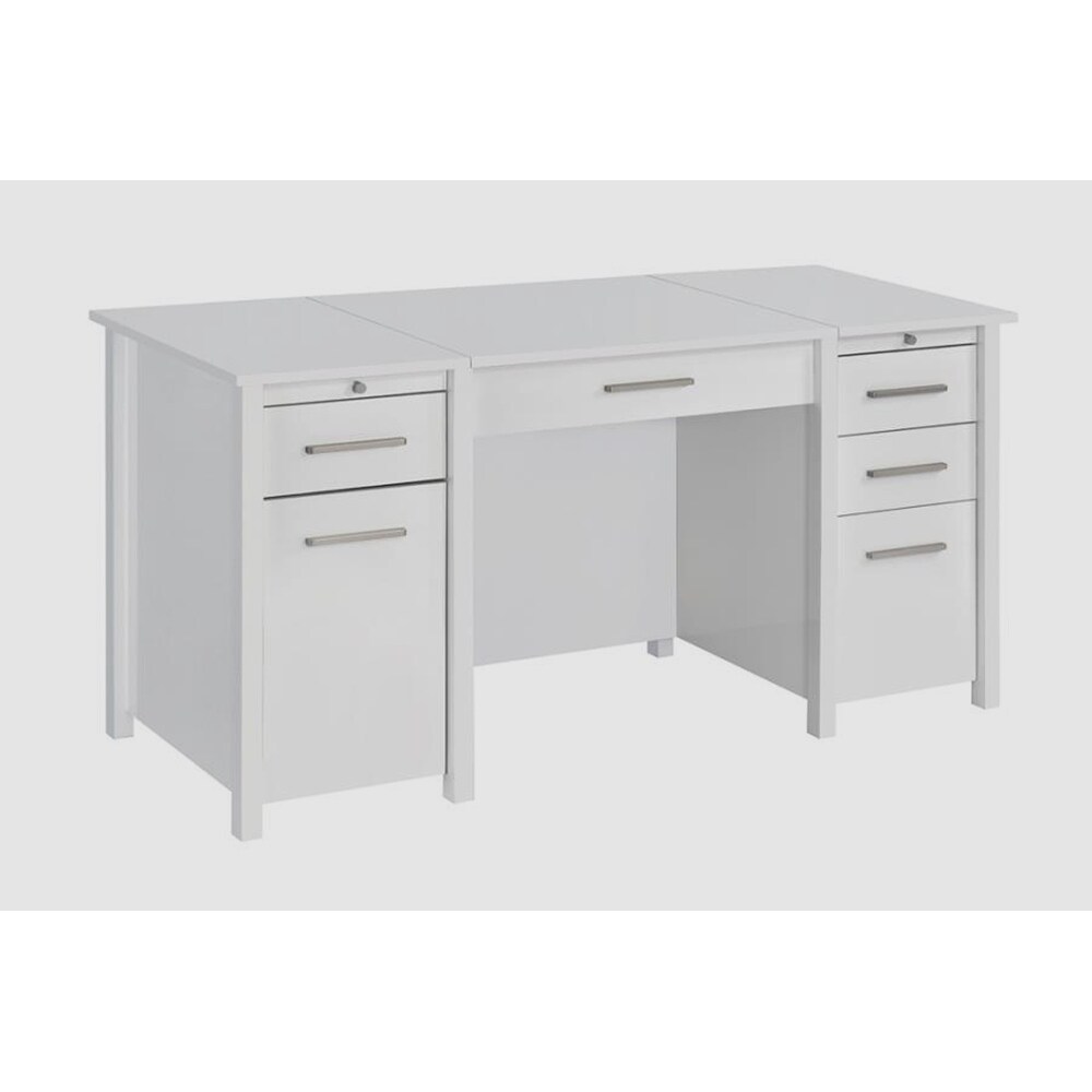 Shore Modern White Lift Top Design Home Office Computer Desk with Drawers and Cabinet