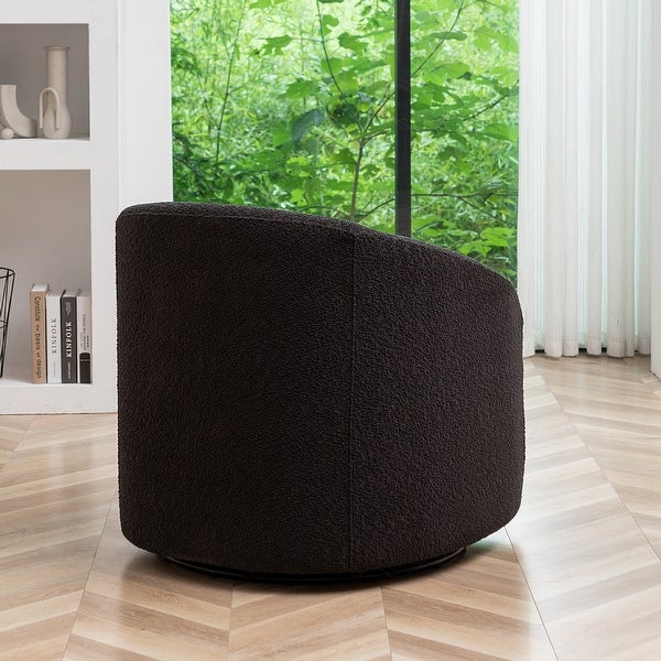 Modern Boucle Upholstered Swivel Barrel Armchair