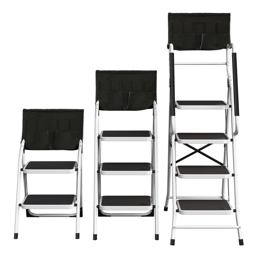 Stalwart 3-Step Stool - Folding Ladder with Steel Frame – 6 ft. Reach -330 lbs. Weight Capacity by Stalwart (White) 75-0001-S-STEP3