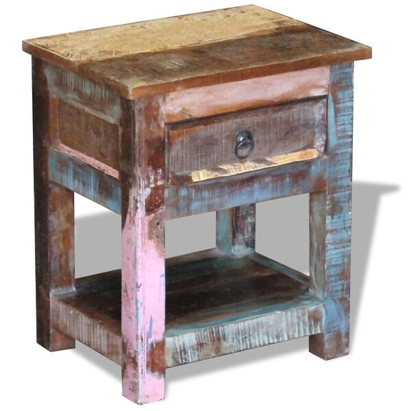 Side Table with 1 Drawer Solid Reclaimed Wood 17