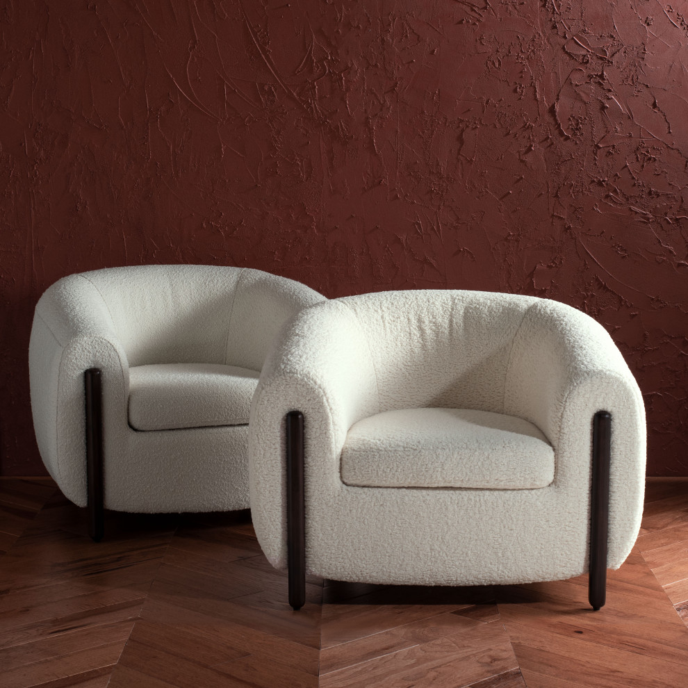 Safavieh Couture Westley Boucle Barrel Back Accent Chair   Midcentury   Armchairs And Accent Chairs   by Safavieh  Houzz