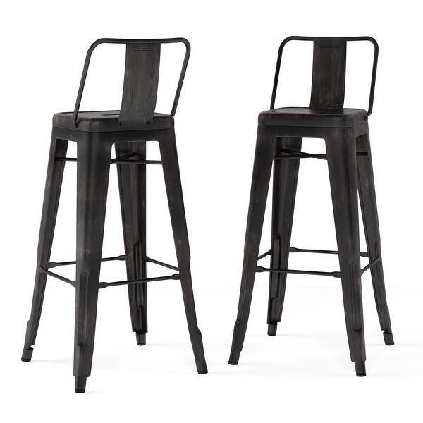 WYNDENHALL Josephine Industrial Metal Bar Stool (Set of 2)