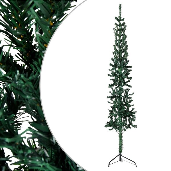 vidaXL Christmas Tree Decoration Slim Artificial Half Xmas Tree with Stand