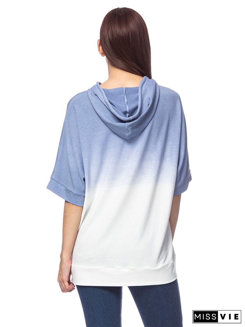 Ombre Tie-Dye Short Sleeve Hoodie