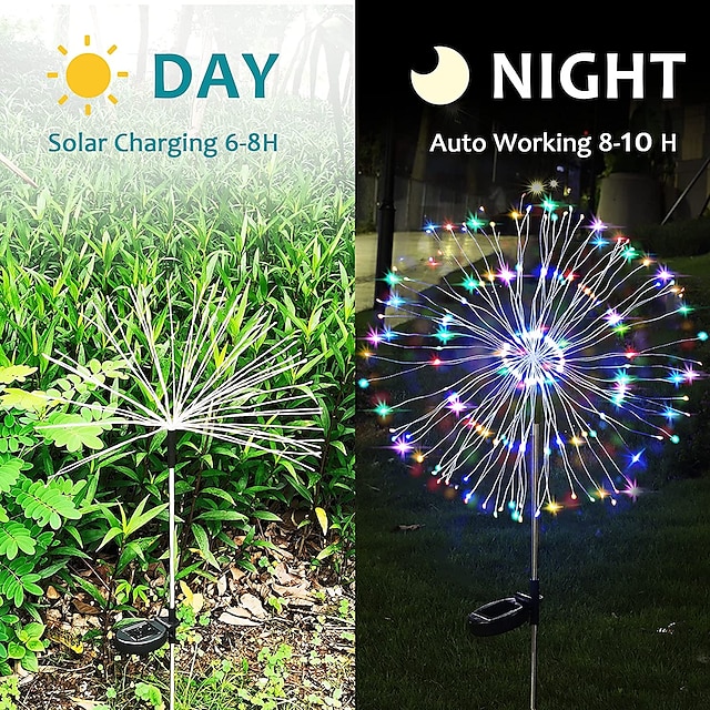 Solar Fireworks Lights 90/120/150/200 LEDS Outdoor DIY Solar Lights Garden Decorative Lights Waterproof Fairy Lights Lawn Lights