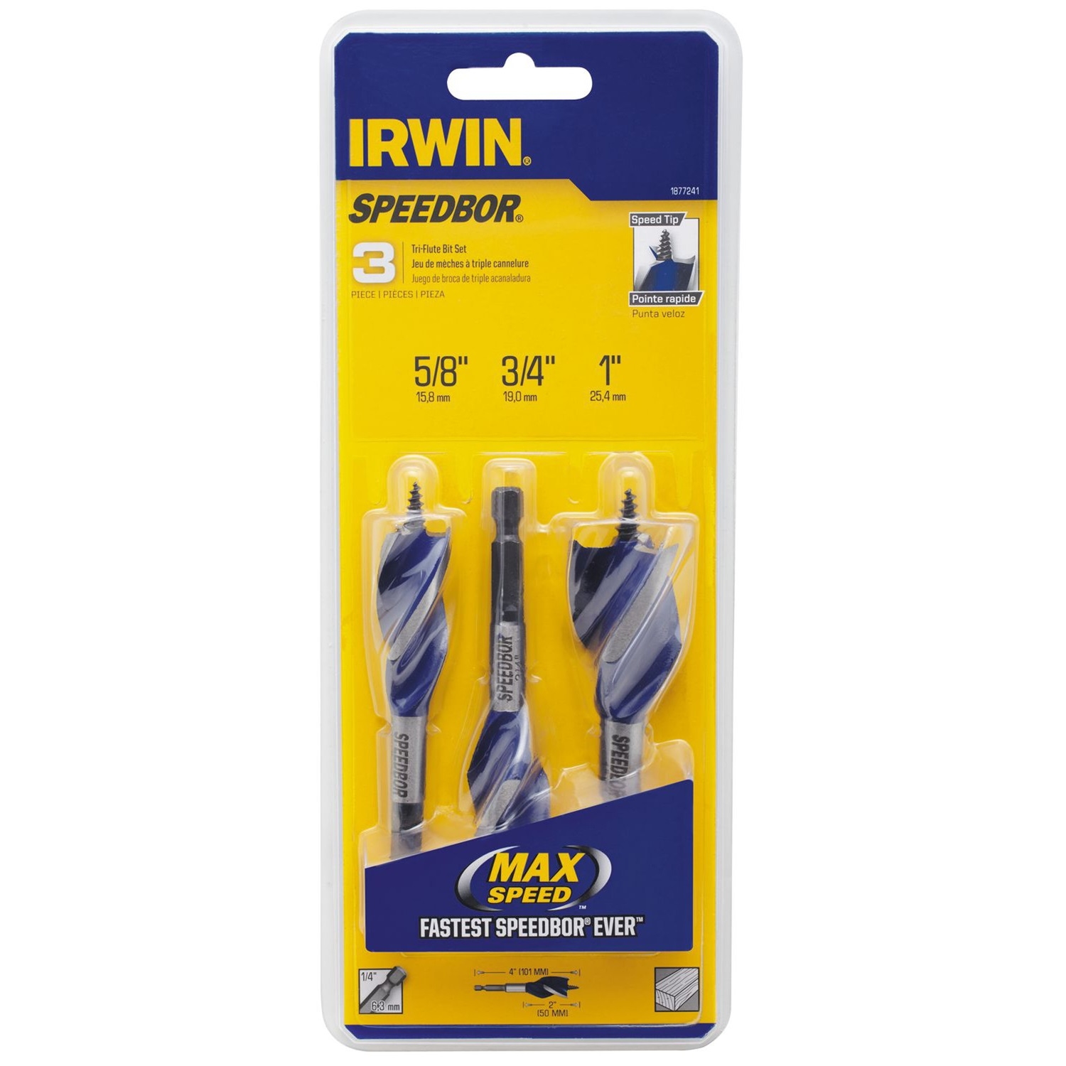 Irwin Speedbor Steel Wood Boring Bit Set 3 pc