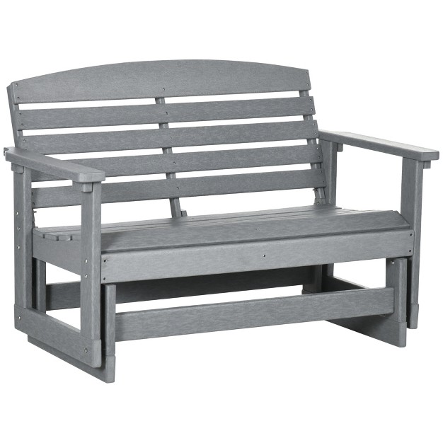 Outsunny 2 person Outdoor Glider Bench Patio Double Swing Rocking Chair Loveseat W Slatted Hdpe Frame For Backyard Garden Porch Light Gray