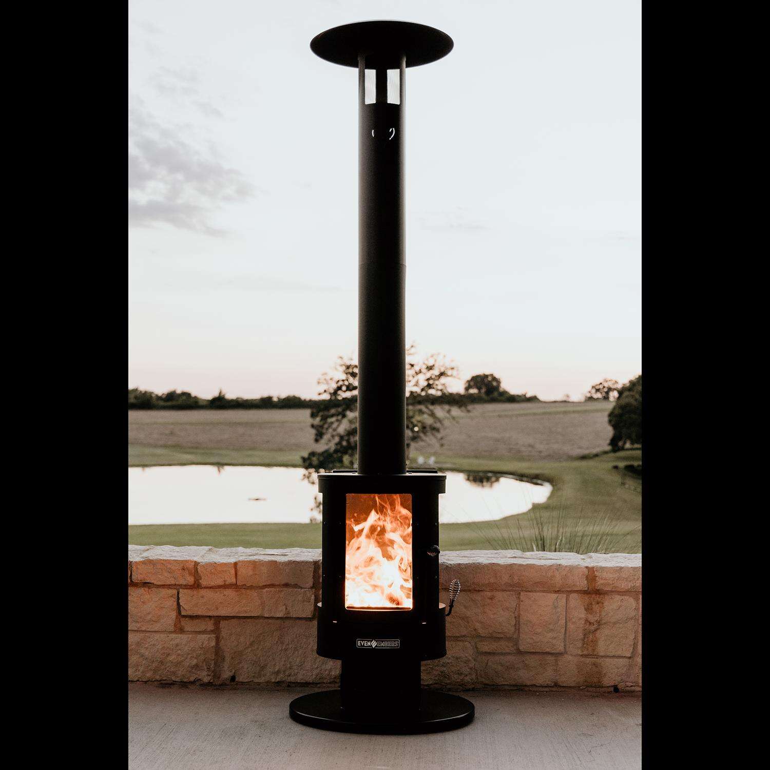 Even Embers 70000 BTU Wood Pellet Steel Freestanding Patio Heater 100 sq ft