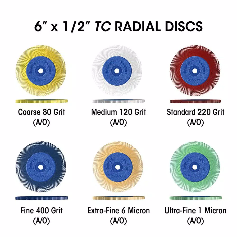 Dedeco Sunburst and#8211; 2 in. 3-PLY Radial Discs and#8211; 1/4 in. Arbor and#8211; Thermoplastic Cleaning and Polishing Tool Assortment (6-Piece) and#8211; XDC Depot