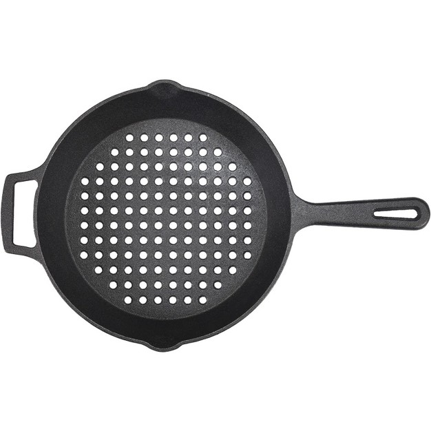 Bruntmor Seasoned Cast Iron Skillet With 2 Loop Handles Black