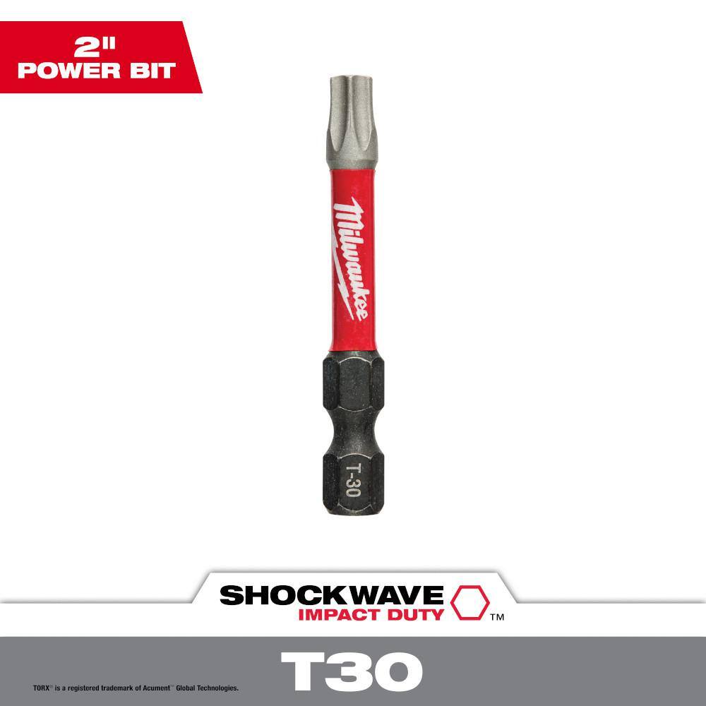 MW SHOCKWAVE Impact Duty 2 in. T30 Torx Alloy Steel Screw Driver Bit (1-Pack) 48-32-4487