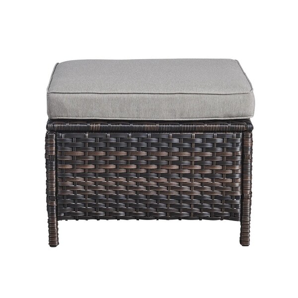 2 Piece Outdoor Ottoman Wicker Patio Ottomans