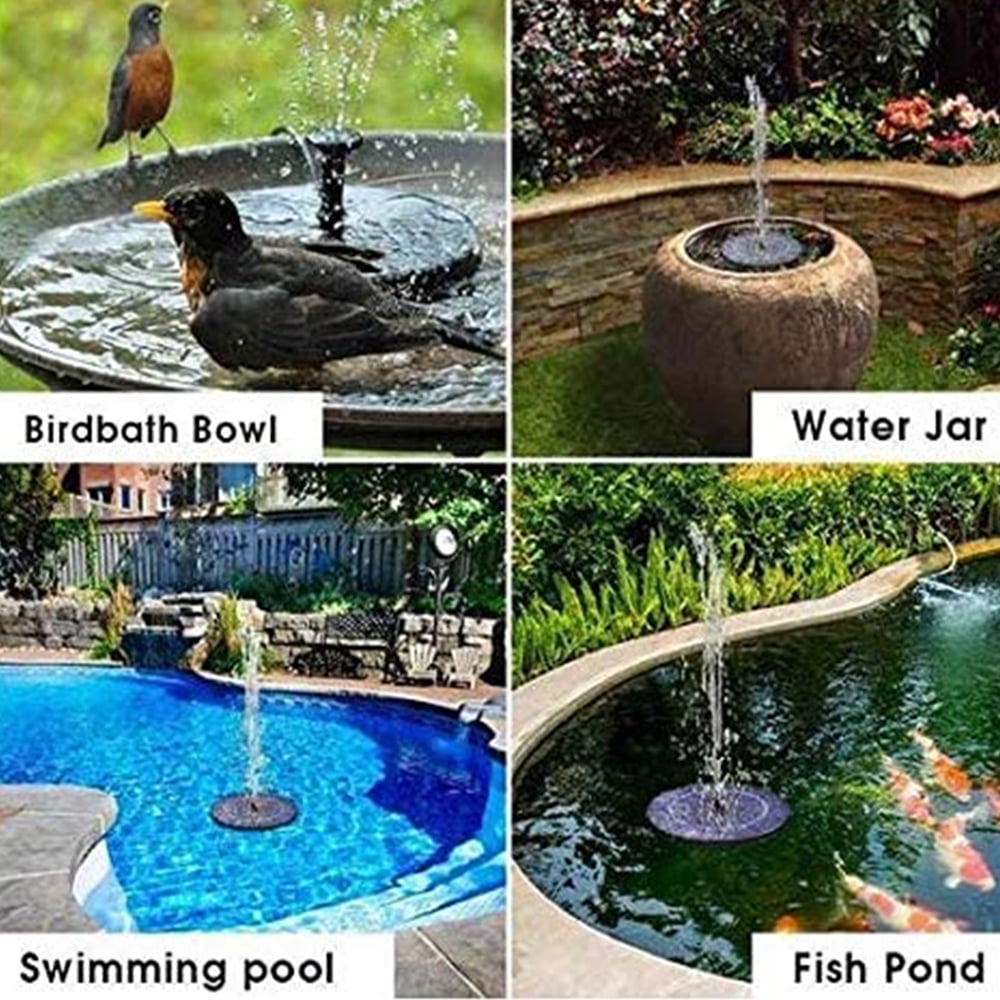 Movsou 4 Nozzle Independent Floating Solar Fountain Pump for Bird Bath Garden, Outdoor, Black