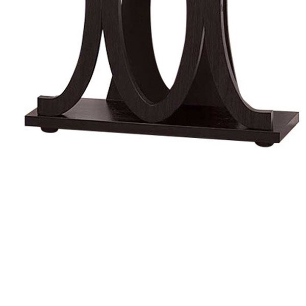 Stylish Console Table With Base Shelf， Dark Brown