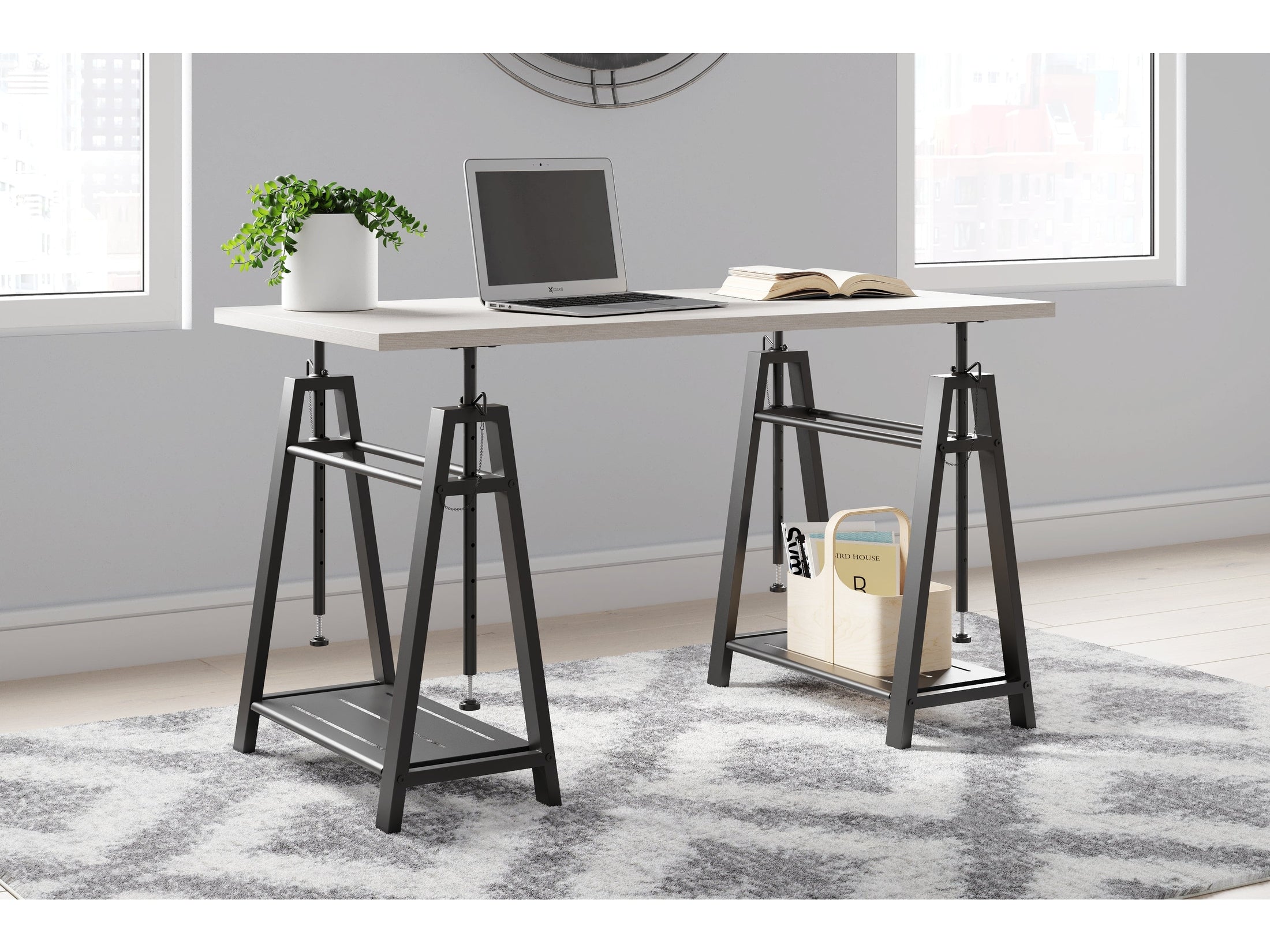 (Online Special Price) Bayflynn White/Black Home Office Desk