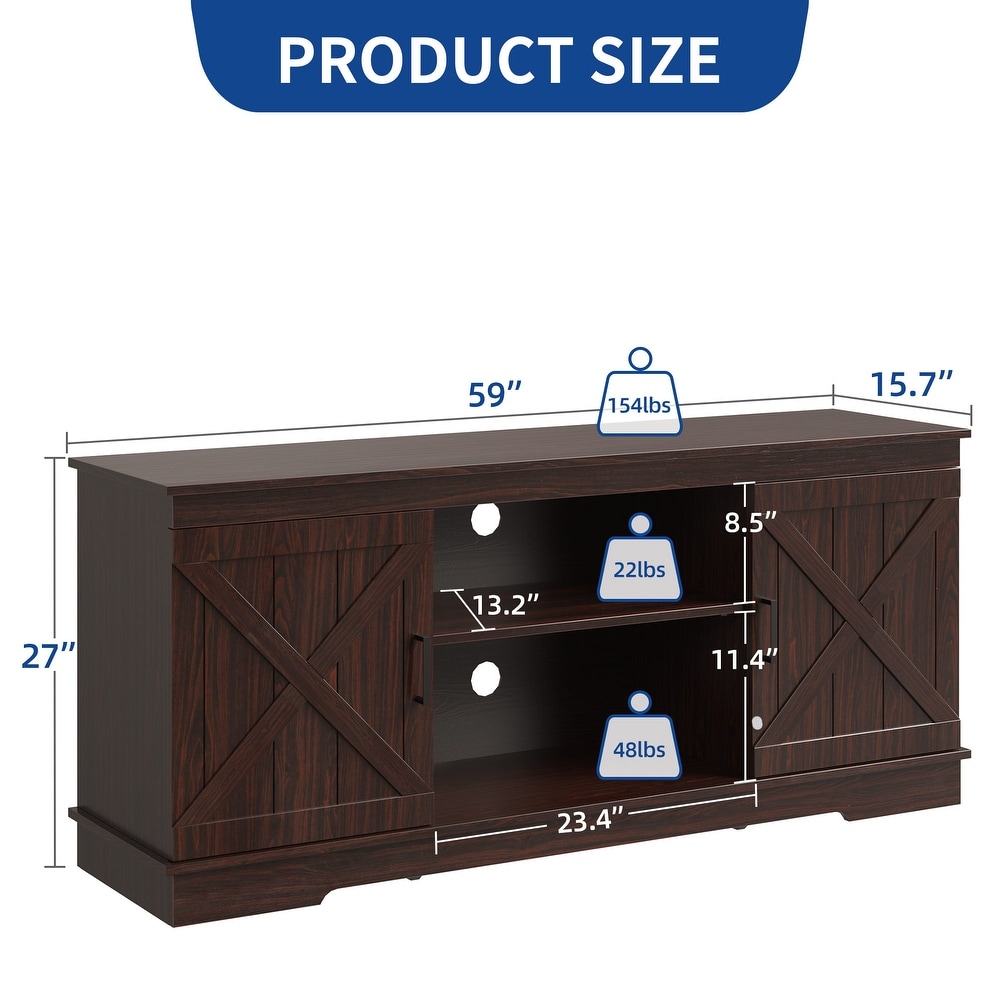 Farmhouse TV Stand for 65 Inch TV Media Console Entertainment Center Rustic Barn Doors