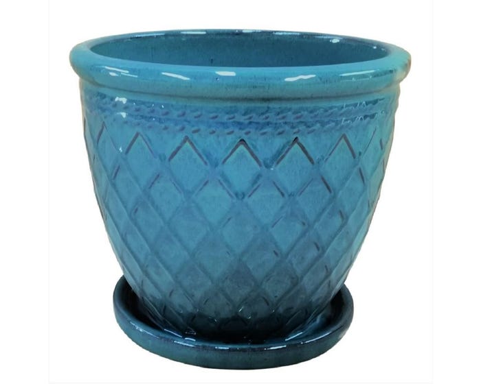 Woven Planter， Dropping Blue， Large - ASCBRP8DBL