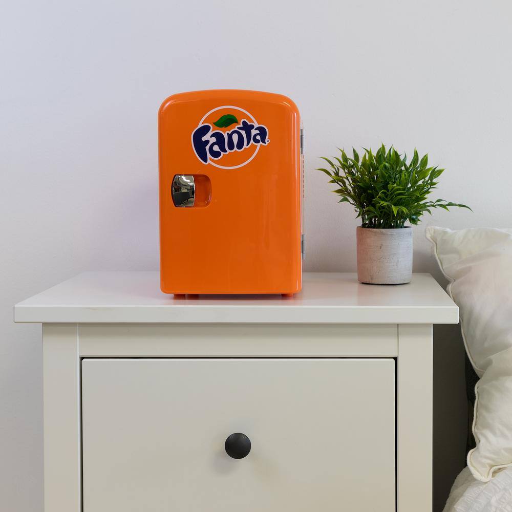 Fanta Coca-Cola Fanta 4L Portable CoolerWarmer Personal Travel Fridge with 12V and AC Cords Orange FA04