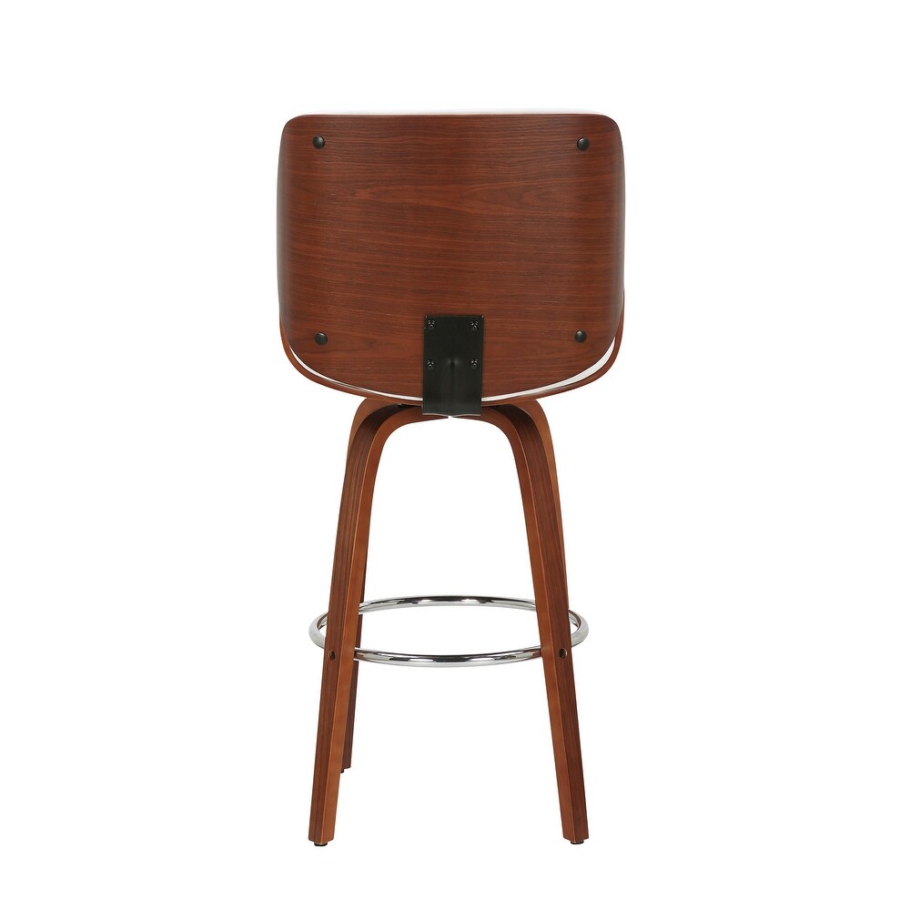 Porthos Home Miller Counter Stool  PU Leather  Wooden Seat And Legs