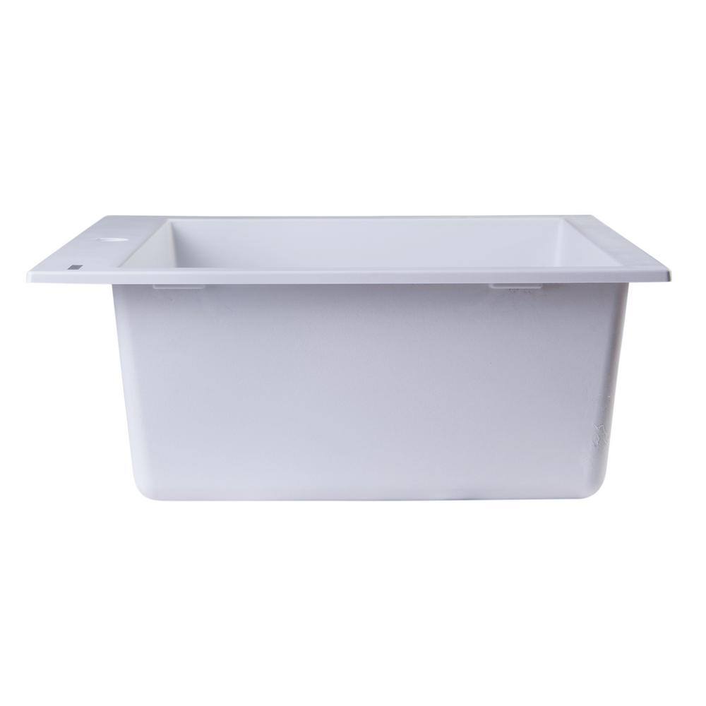 ALFI BRAND Drop-In Granite Composite 23.63 in. 1-Hole Single Bowl Kitchen Sink in White AB2420DI-W