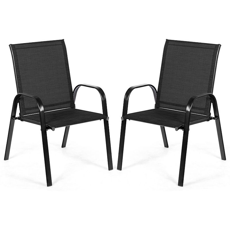 2 Pcs Patio Chairs Outdoor Dining Chair with Armrest