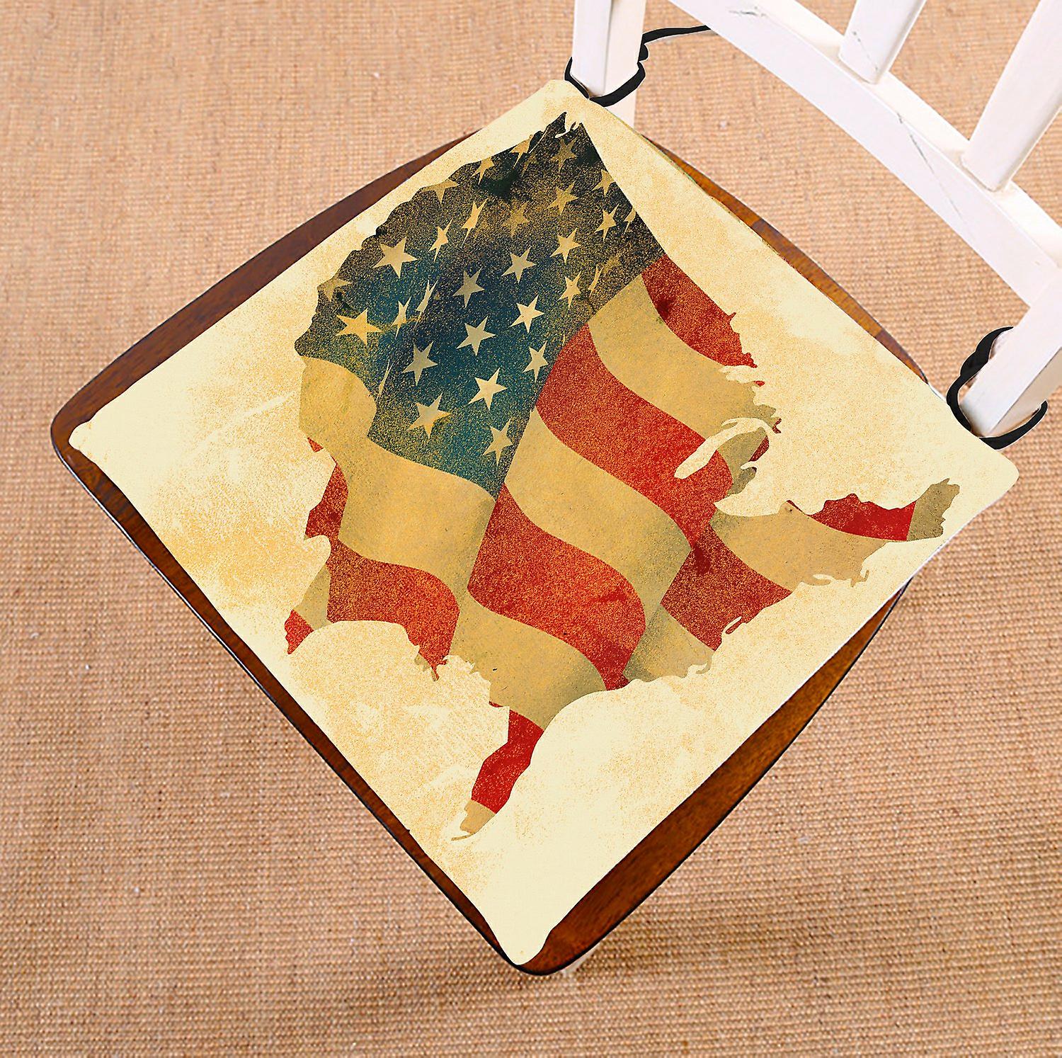 Vintage Grunge Usa Map Chair Pad， American Flag Seat Cushion Chair Cushion Floor Cushion 45x45 Cm