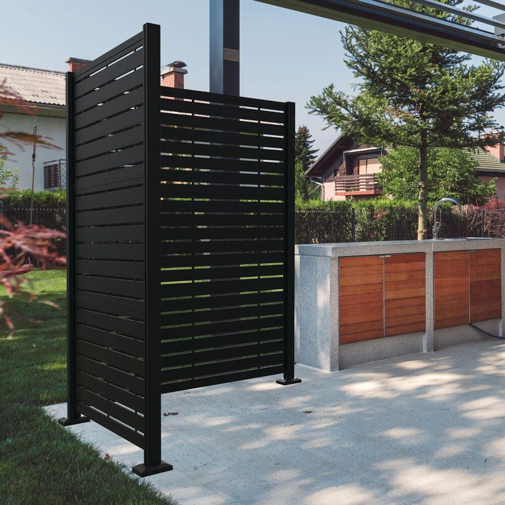 Barrette Outdoor Living Matte Black Aluminum Decorative Screen Panel Frame Kit 73050431