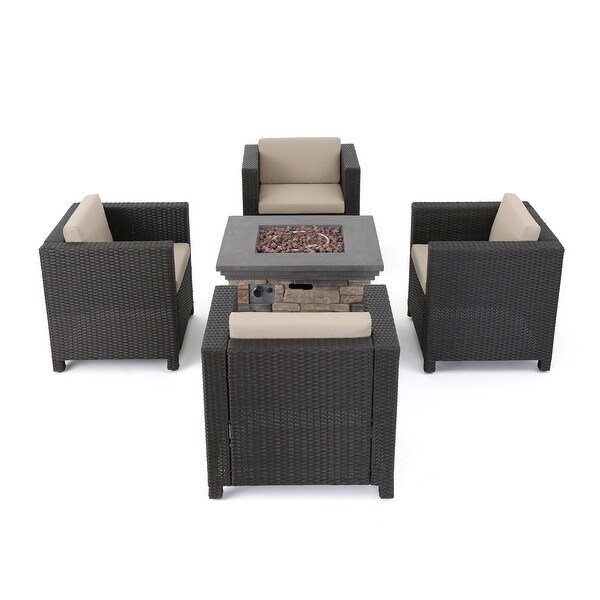 Puerta Outdoor 5piece Club Chair and Fire Pit Set by Christopher Knight Home